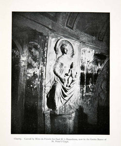 1907 Print Charity Bas Relief Sculpture Mino Fiesole Grotte Nuove Saint XGJB5