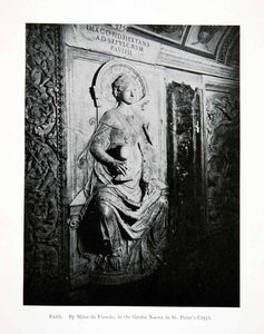 1907 Print Faith Bas Relief Mino Fiesole Grotte Nuove Saint Peter Crypt XGJB5