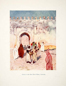 1905 Color Print Gate Old Town Wall Tangier Morocco Medieval Medina XGJB6