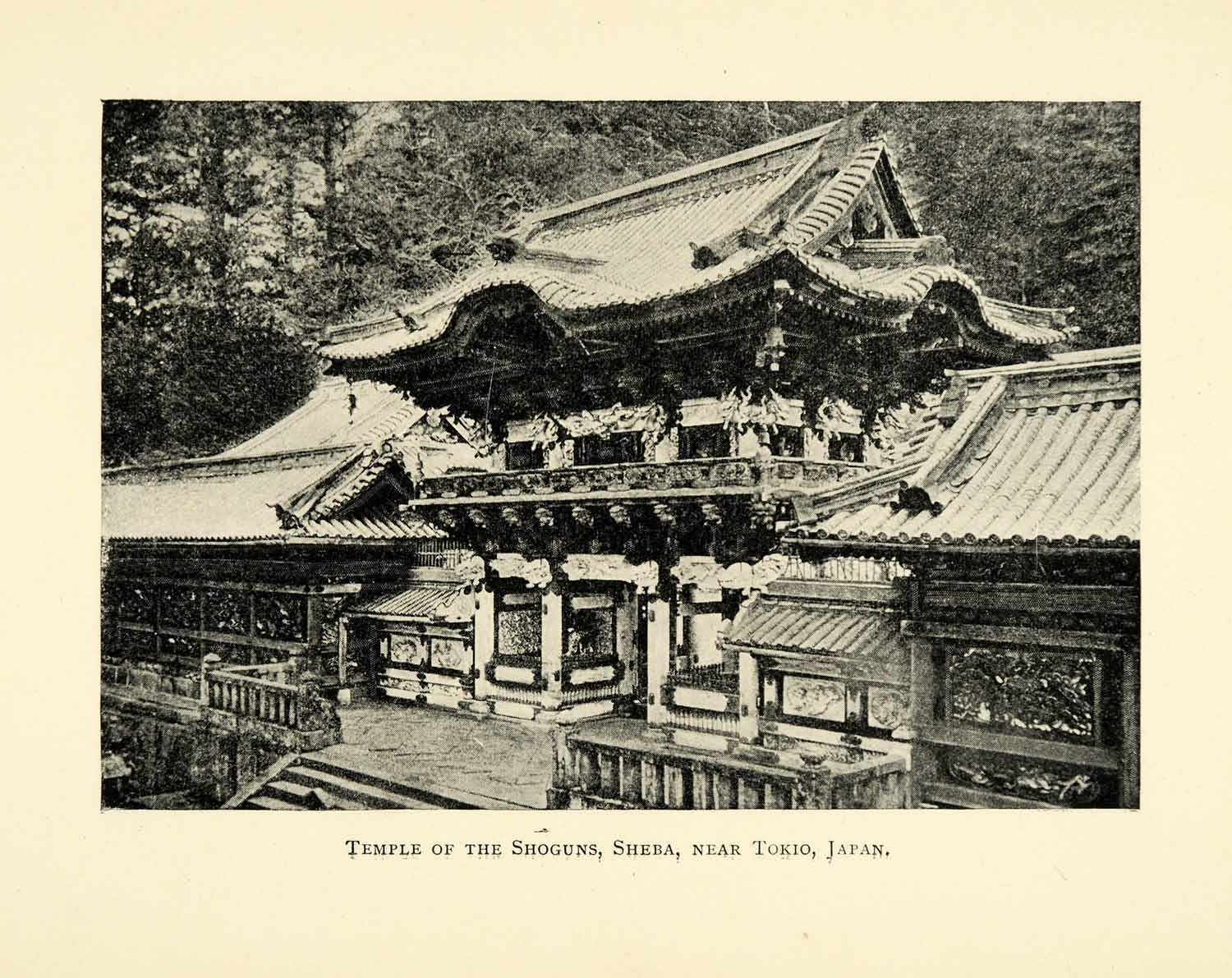 1898 Print Tokio Tokyo Japan Shoguns Temple Sheba Oriental Asian XGL7