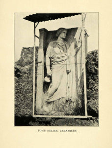 1907 Print Tomb Relief Ceramicus Greece Statue Archeology Ancient XGL8