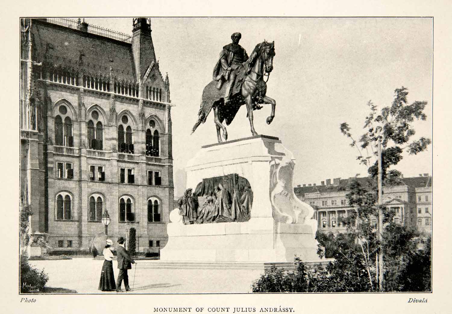 1909 Print Equestrian Statue Prime Minister Julius Andrassy Monument XGLB2