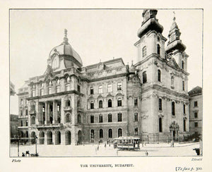 1909 Print Budapest Hungary University Building College Education Historic XGLB2