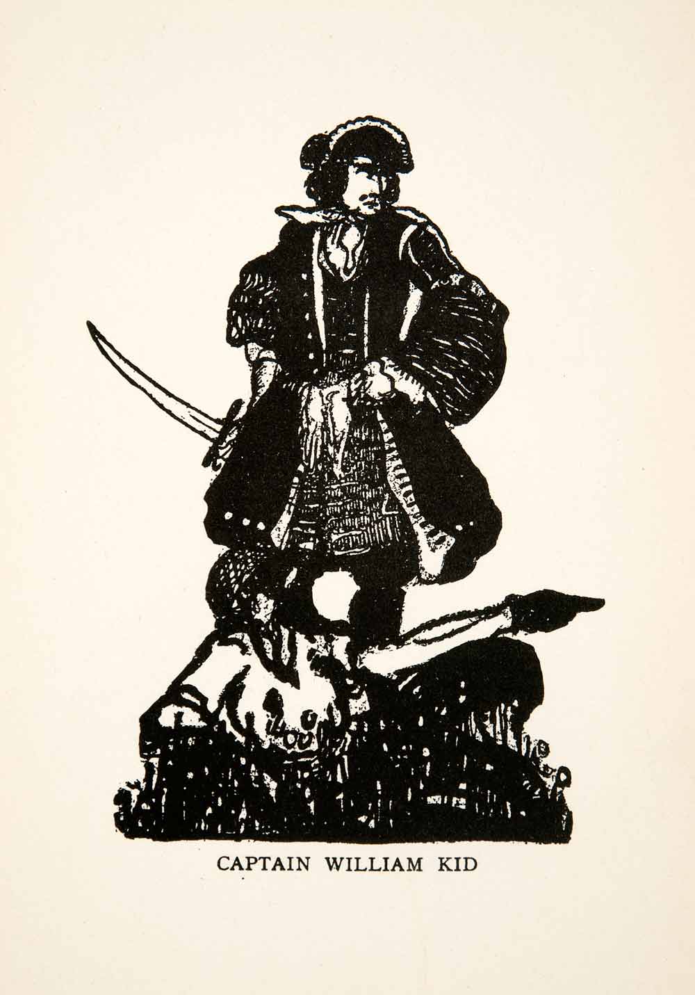 1930 Lithograph Captain William Kidd Scottish Sailor Privateer Portrait XGLC4