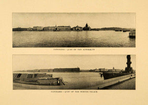 1903 Print Russia St Petersburg Panorama Quay Winter Palace Embankment XGM1