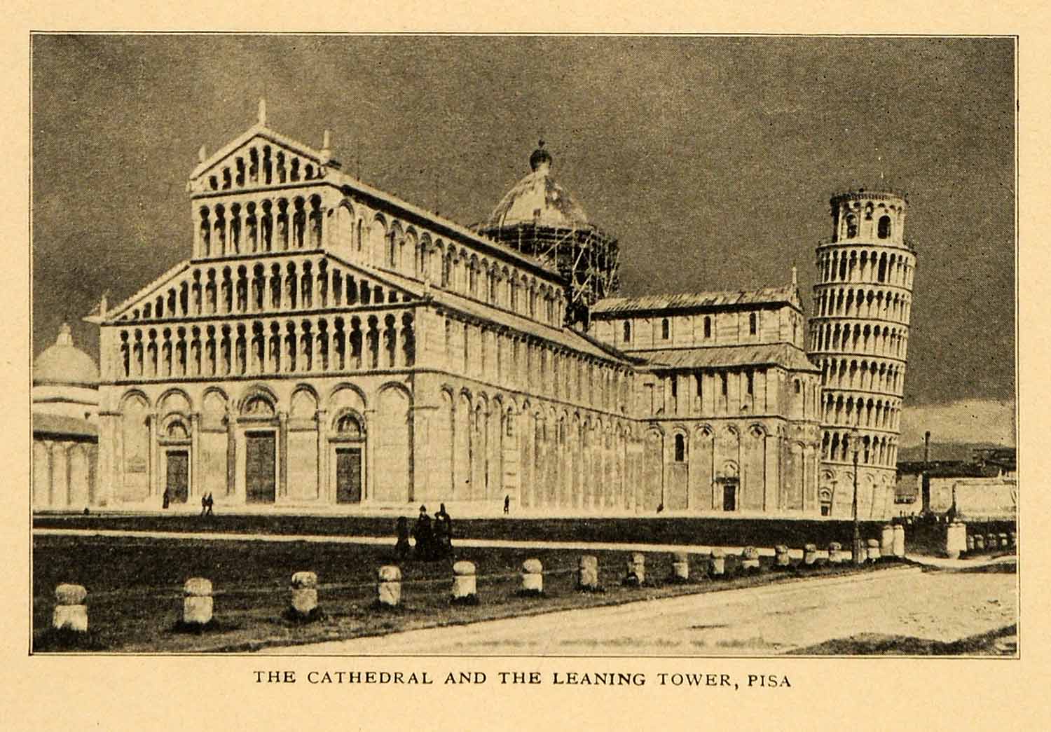 1903 Print Cathedral Leaning Tower Pisa Italy Italia Tuscany Piazza del XGM1