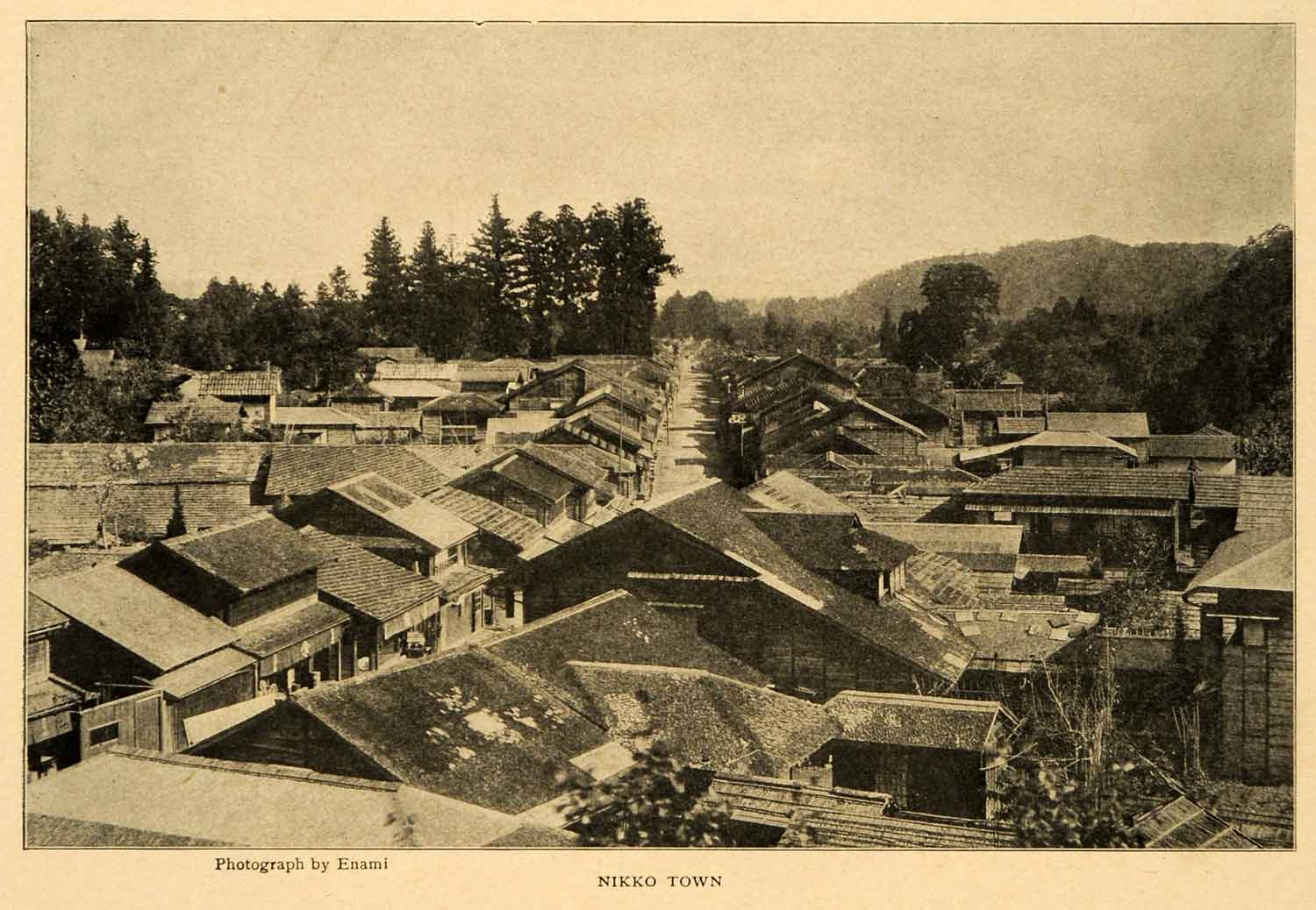 1903 Print Nikko City Enami Japan Japanese Rooftops Cityscape Street XGM1