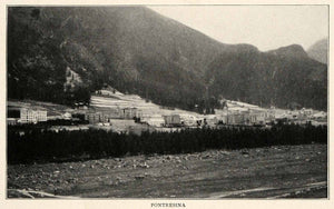 1910 Print Pontresina Switzerland Hotel Tourism Alps Mountain Resort Forest XGM2