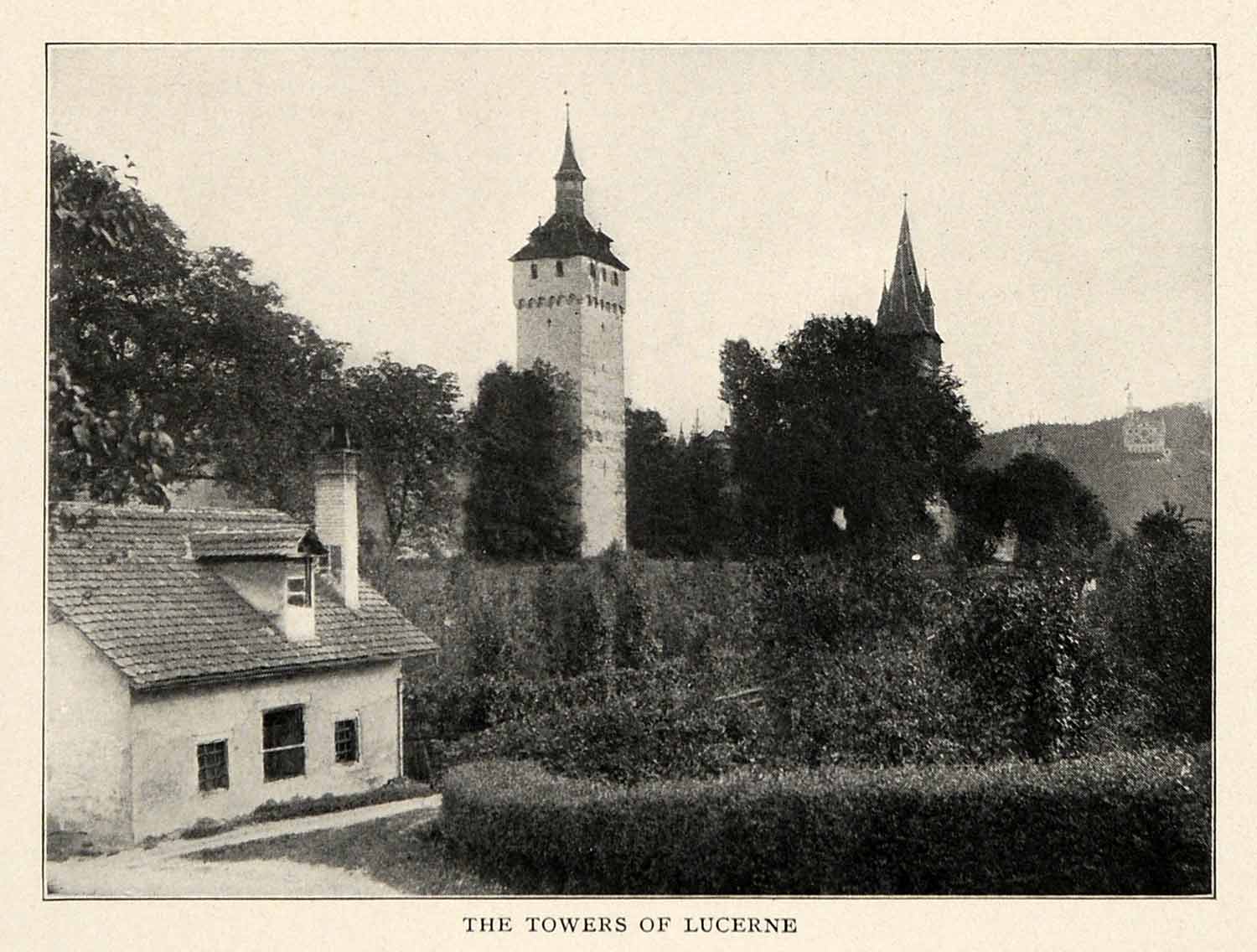 1910 Print Lucerne Nine Tower Musegg Wall Historic Landmark Switzerland XGM2