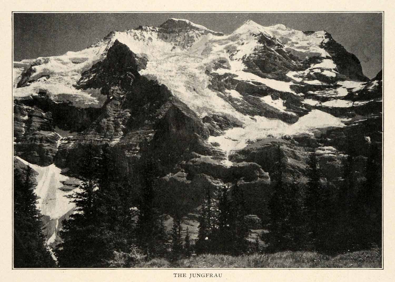 1910 Print Mount Jungfrau Virgin Mountain Switzerland Slope Scenic Swiss XGM2