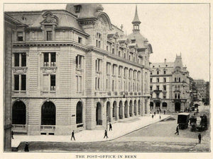 1910 Print Post Office Bern Architecture Truck Costume Pediment Arch Spire XGM2