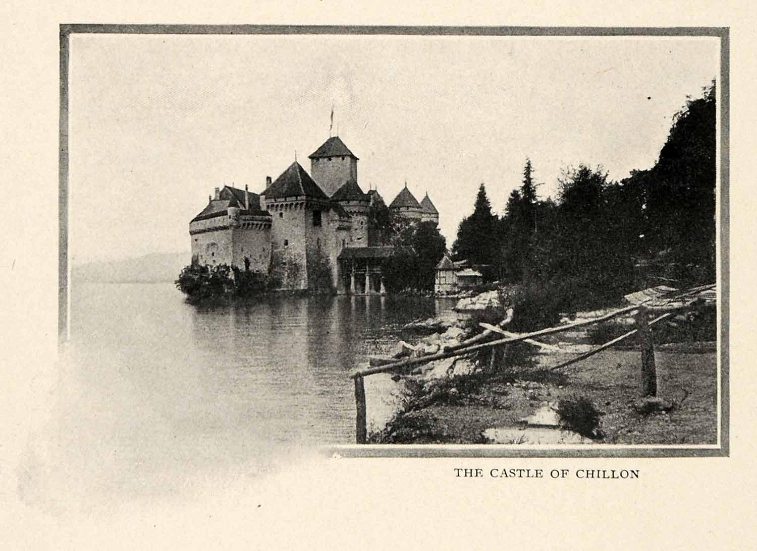 1910 Print Switzerland Chillon Lake Leman Veytaux Chateau Castle Byron XGM2