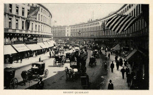 1910 Print Regent Street Quadrant Horse Carriage Fashion American Flag XGM2