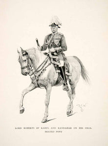 1898 Print Lord Frederick Roberts Pony Uniform Soldier India Kabul XGMB4