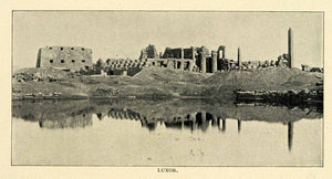 1901 Print Luxor Temple Ancient Thebes Museum Ruins Tourism Nile River XGN3