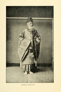 1900 Print Shinto Buddhism Priestly Vestments Japan Traditional Religion XGN4