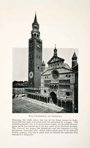 1912 Print Cathedral Cremona Violin Tower Loggie Romanesque Gable Religion XGNC9