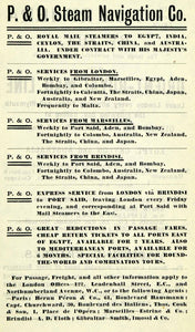 1908 Ad Peninsular Oriental Steam Navigation Royal Mail Steamer Services XGO5