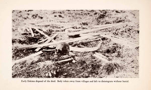 1939 Halftone Print Eskimo Inuit Skull Last Rites Skeleton Alaska XGOA9