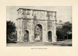 1893 Print Arch Constantine Rome Attic Column Spolia Via Triumphalis XGP6