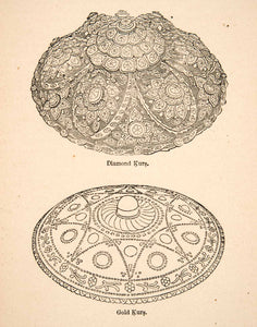 1871 Wood Engraving Kurks Ornaments Jewelry Head Bride Wear Egyptian XGQB7