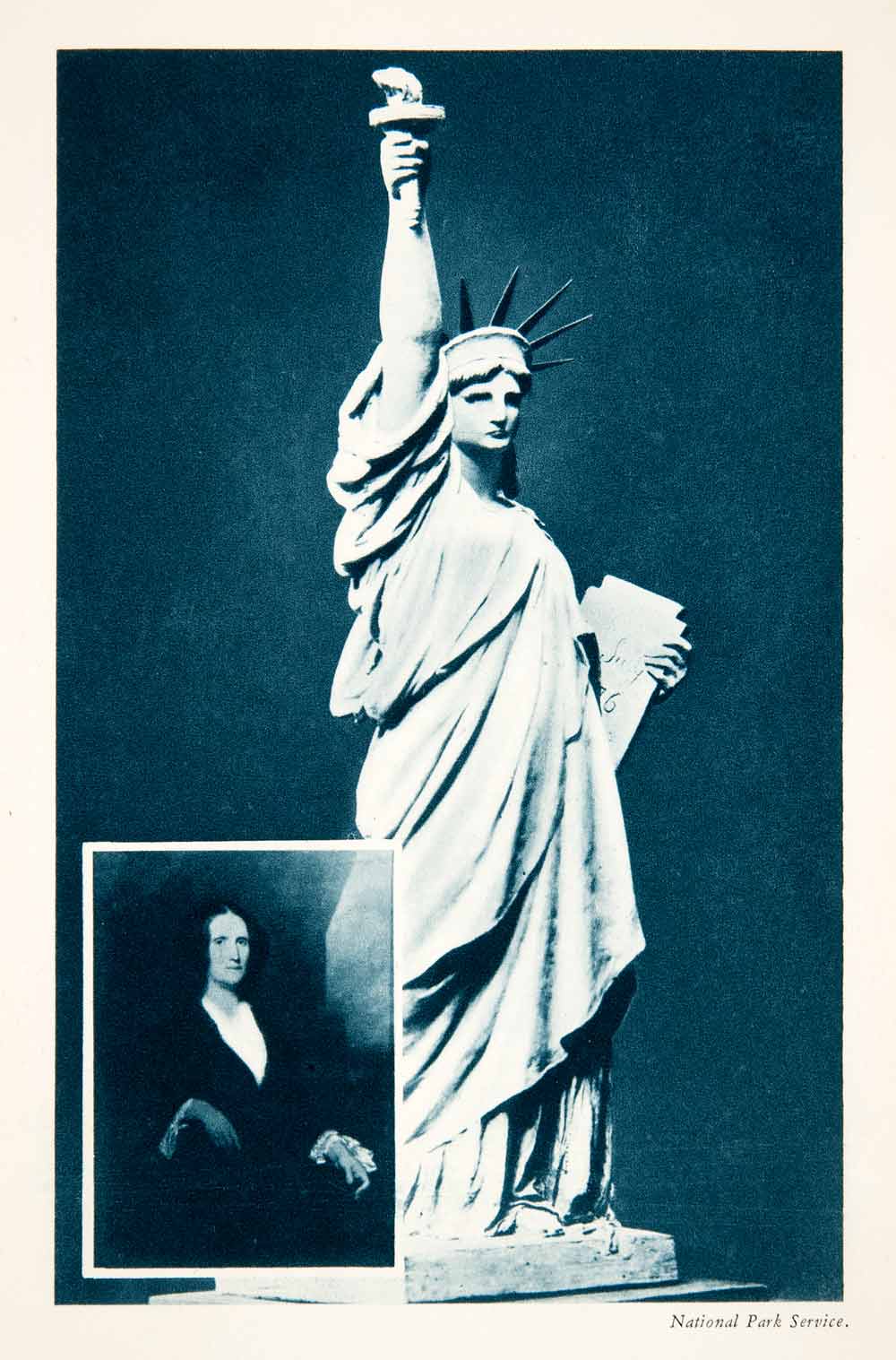 1943 Rotogravure Model Statue Liberty Frederic Bartholdi Franco-American XGQC1