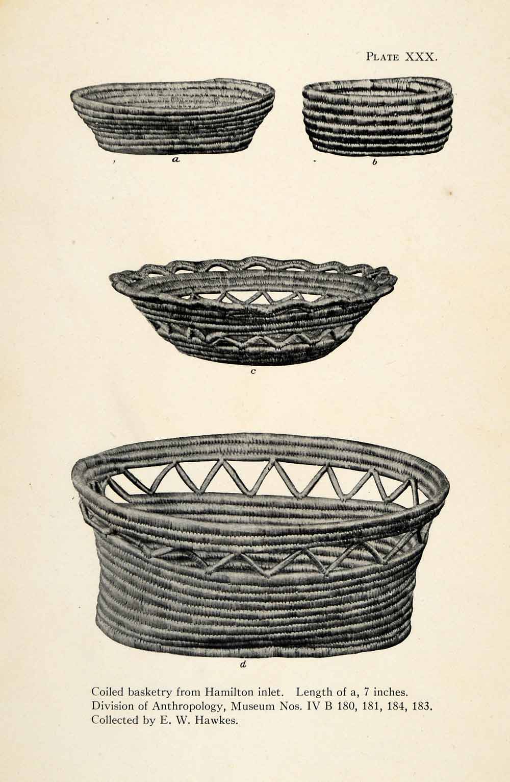 1916 Halftone Print Inuit Coiled Basket Basketry Hamilton Inlet Labrador XGR6