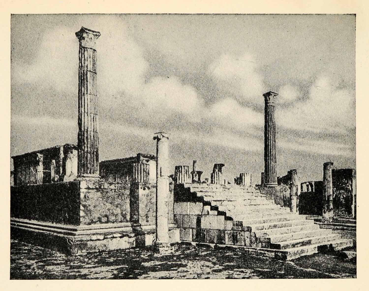 1939 Halftone Print Arcade Colonnade Temple Cult Of Apollo Pompeii Roman XGR9