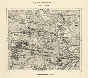 1882 Relief Line-block Fontainebleau France Samois Paris Thomery Marlotte XGS6