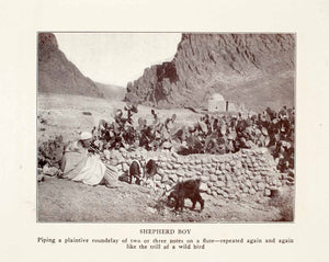 1927 Halftone Print Shepherd Child Flute Goat Africa Mountains Desert XGSA7