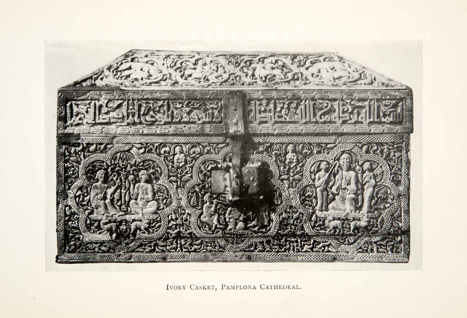 1909 Print Casket Cathedral Saint Mary Pamplona Spain Museum Navarre Chest XGSB8