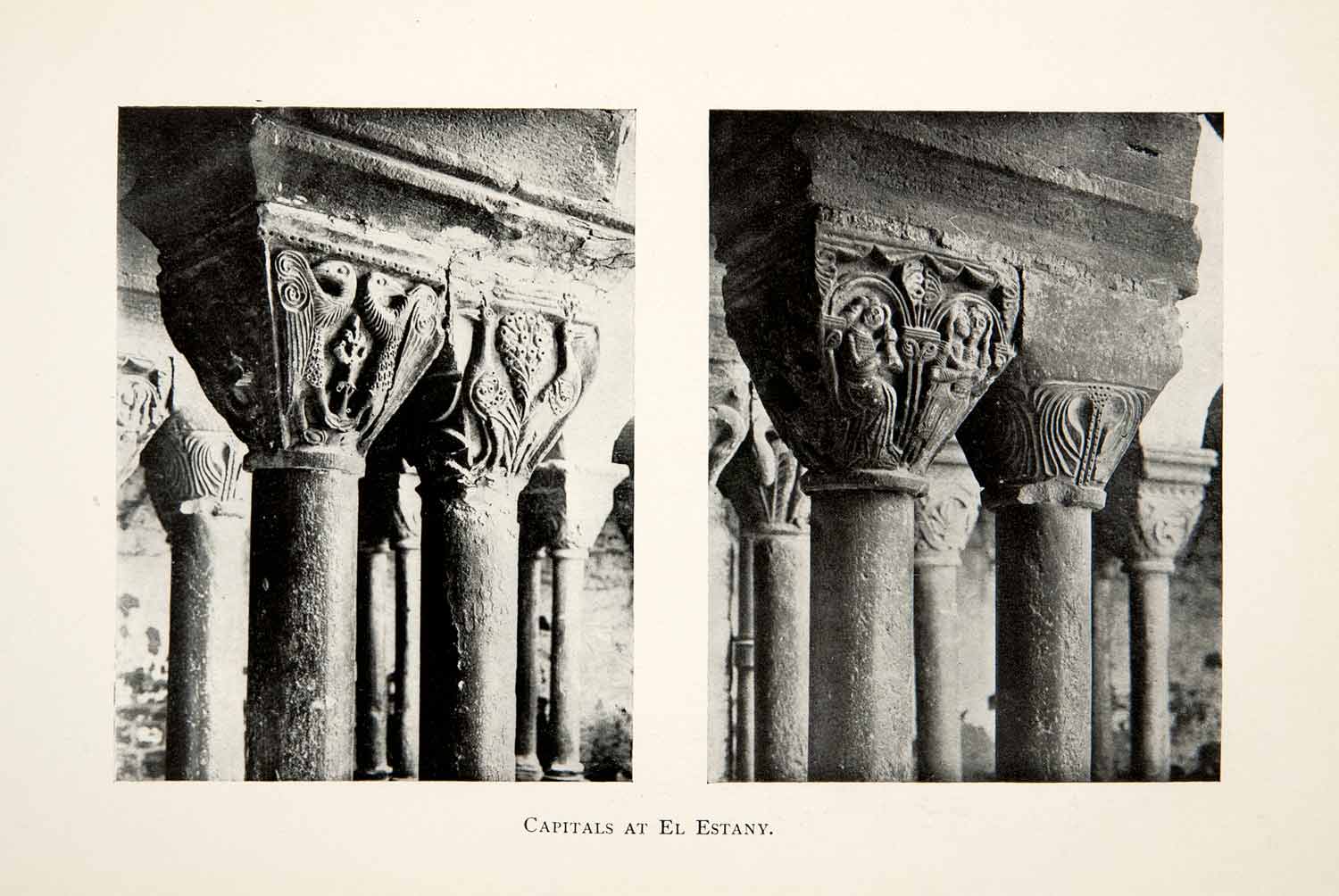 1909 Print Capitals Columns Church El Estany L'estany Catalonia Spain XGSB8