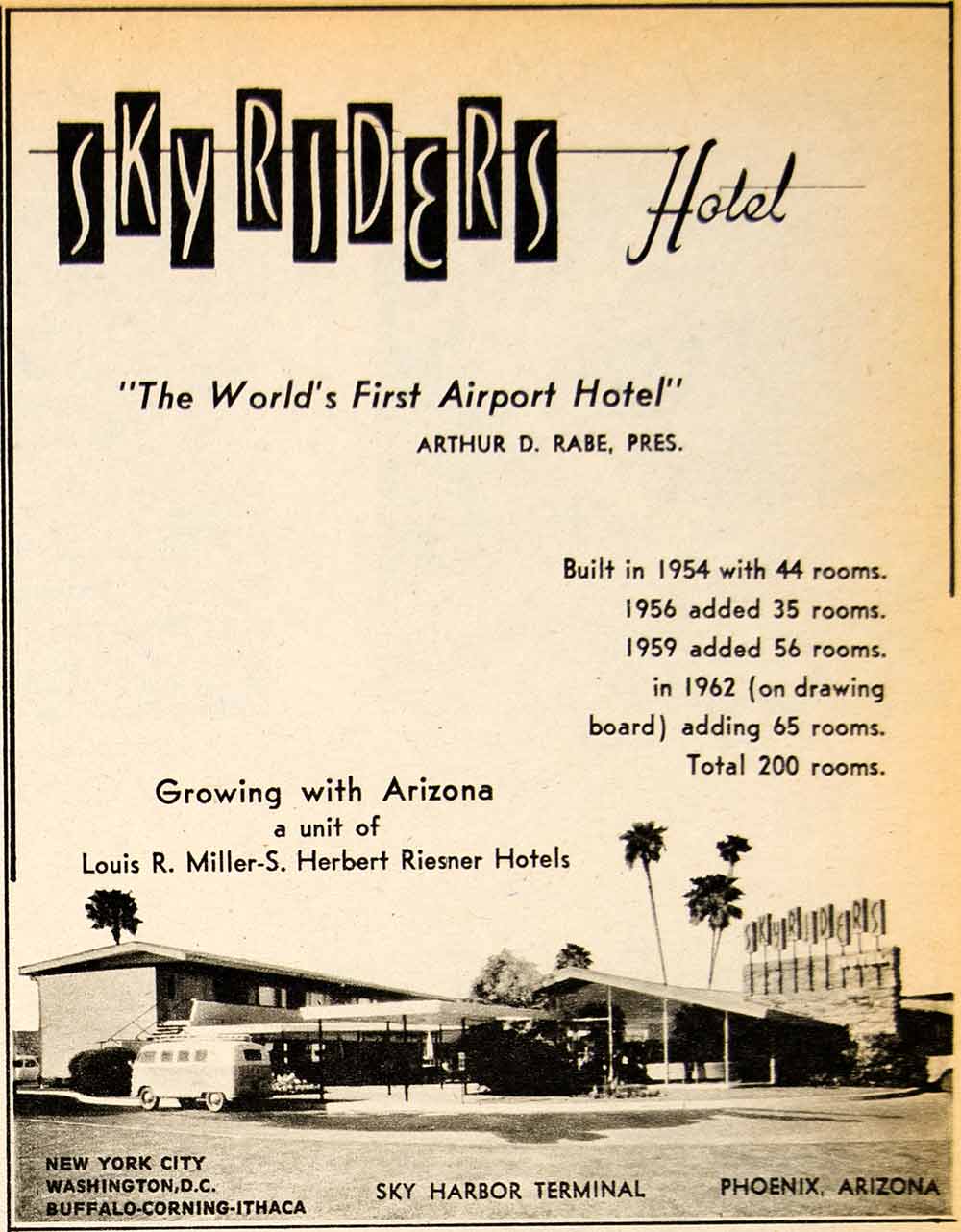 1962 Ad Sky Riders Hotel Airport Rabe Arthur D Miller Louis R Riesner XGSC4