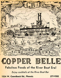 1962 Ad Copper Belle River Boat Bar Diner Camelback Road Phoenix Arizona XGSC4