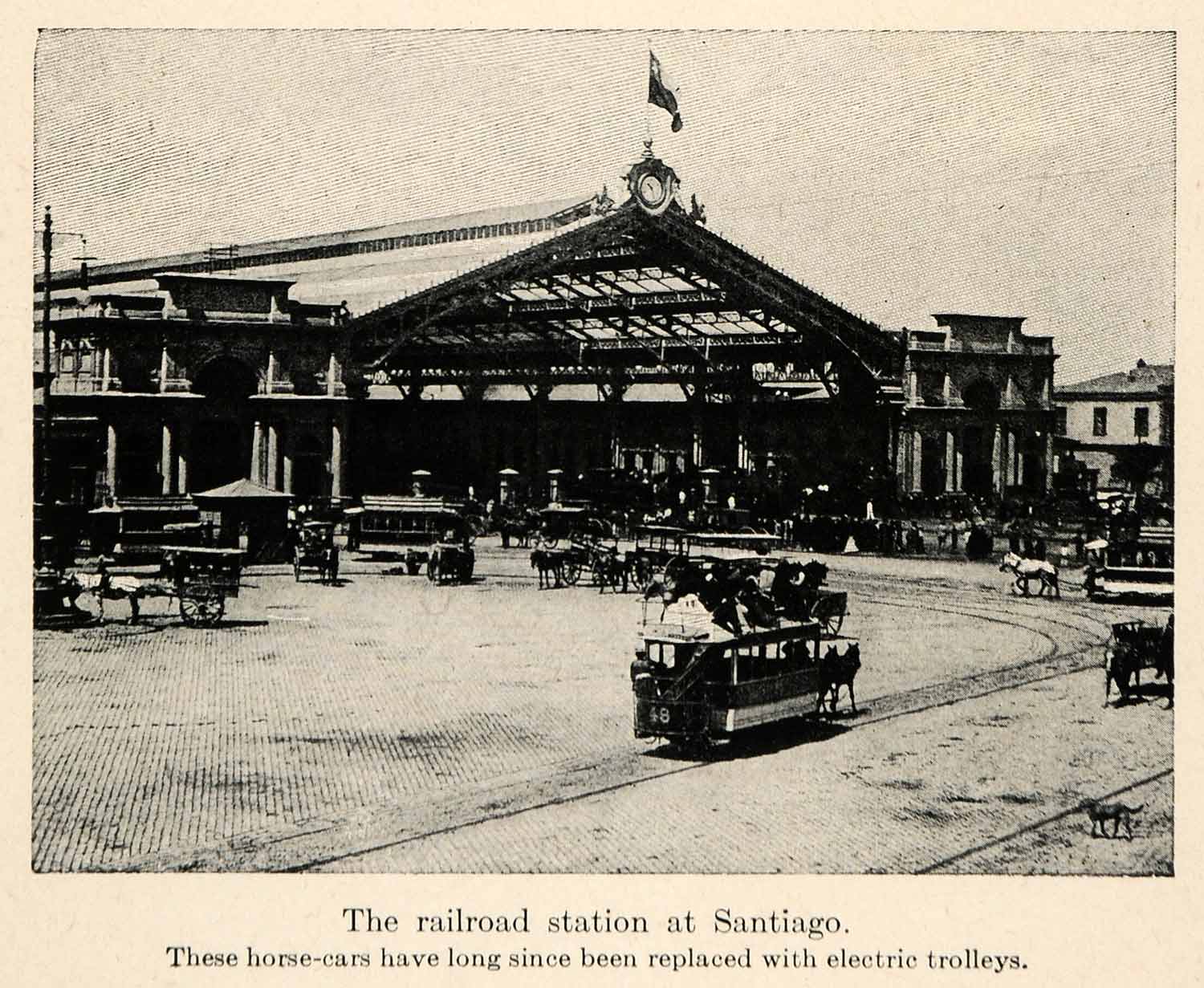 1927 Print Railroad Station Santiago Horse Car Electric Trolleys Transport XGU1