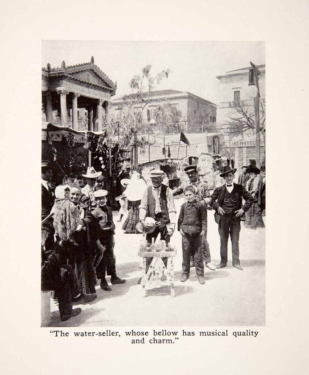 1912 Print Water-Seller Sicily Italy Street Corso Vitorio Emmanuele Toledo XGUB7