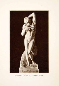 1907 Print Fettered Slave Michael Angelo Dying Monkey Marble Statue Louvre XGXA5