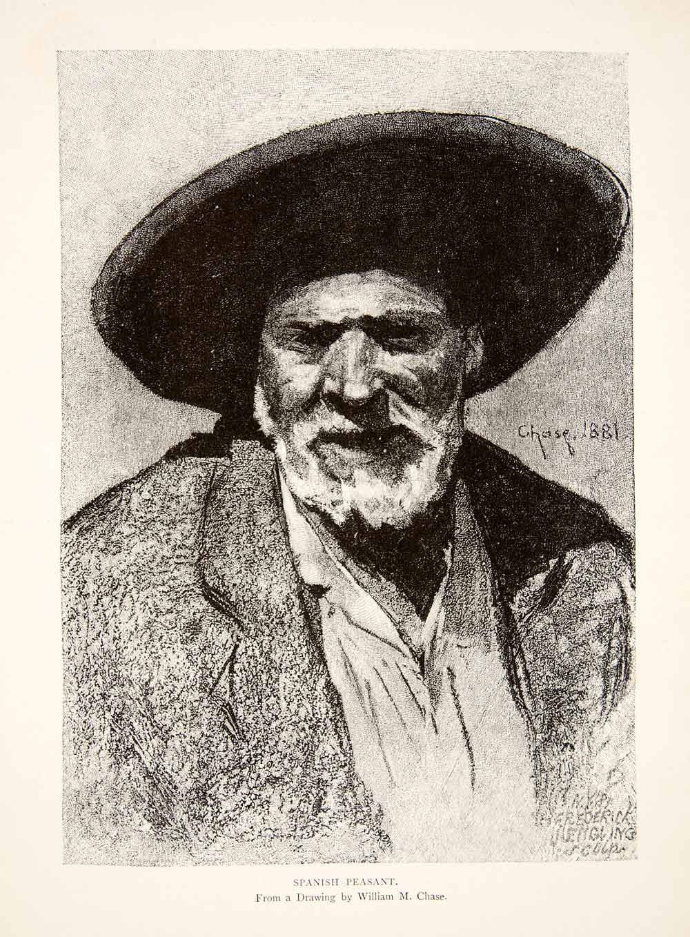 1883 Wood Engraving Spaniard Peasant Europe Elder Man Sombrero Farmer –  Period Paper Historic Art LLC