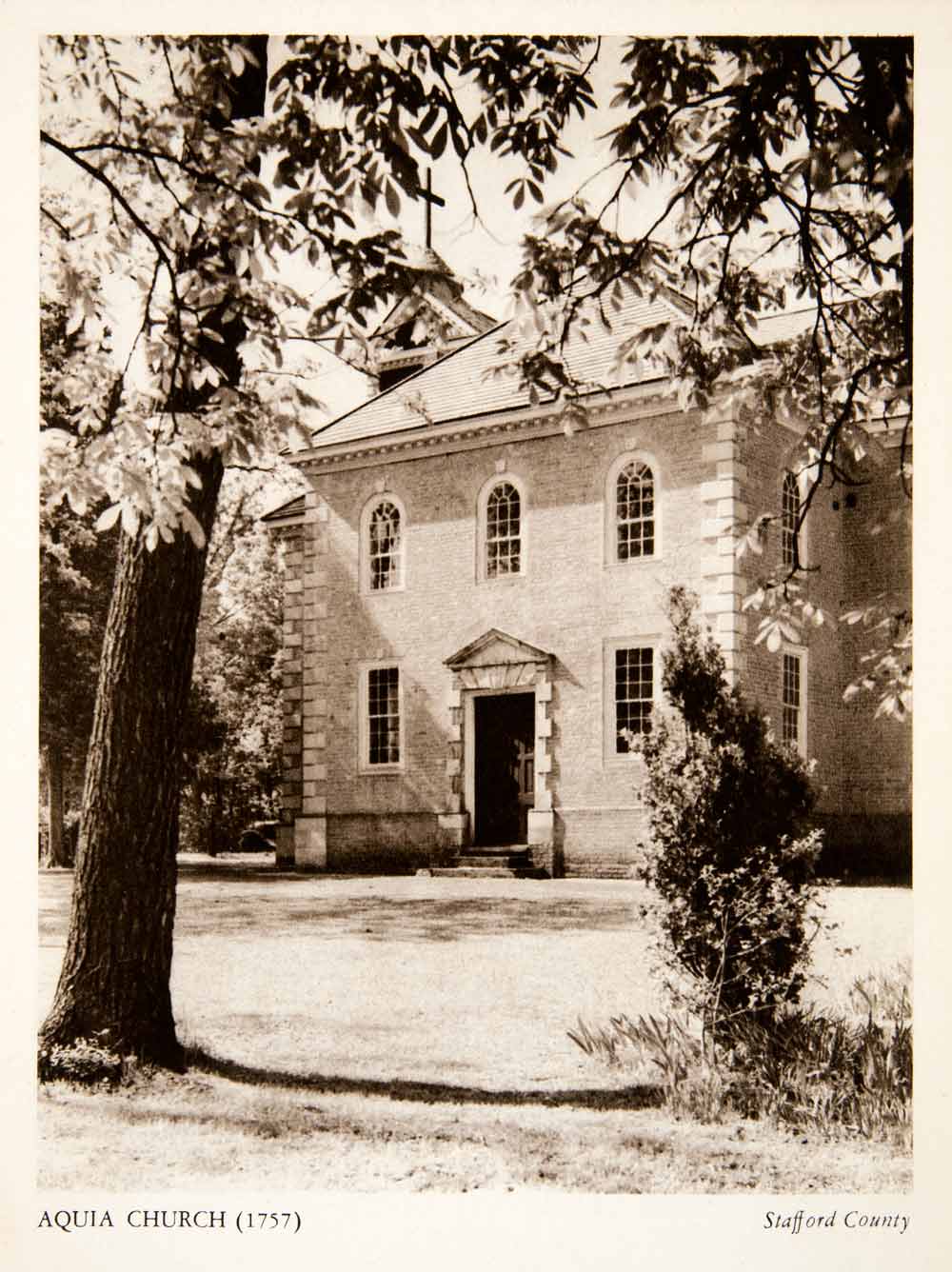 1947 Photogravure Aquia Church Stafford County Virginia Greek Cross Plan XGXB2