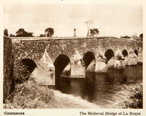 1950 Photogravure Pont La Roque Coutances Normandy France Bridge Medieval XGYB9