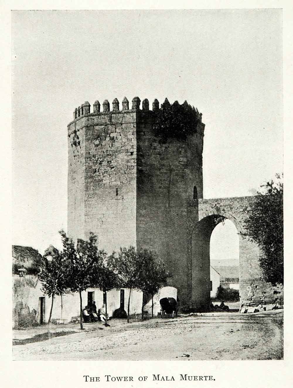 1907 Print Cordova Andalusia Spain Tower Mala Muerte Castle Bridge Arch XGZ4