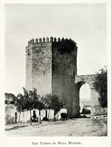 1907 Print Cordova Andalusia Spain Tower Mala Muerte Castle Bridge Arch XGZ4