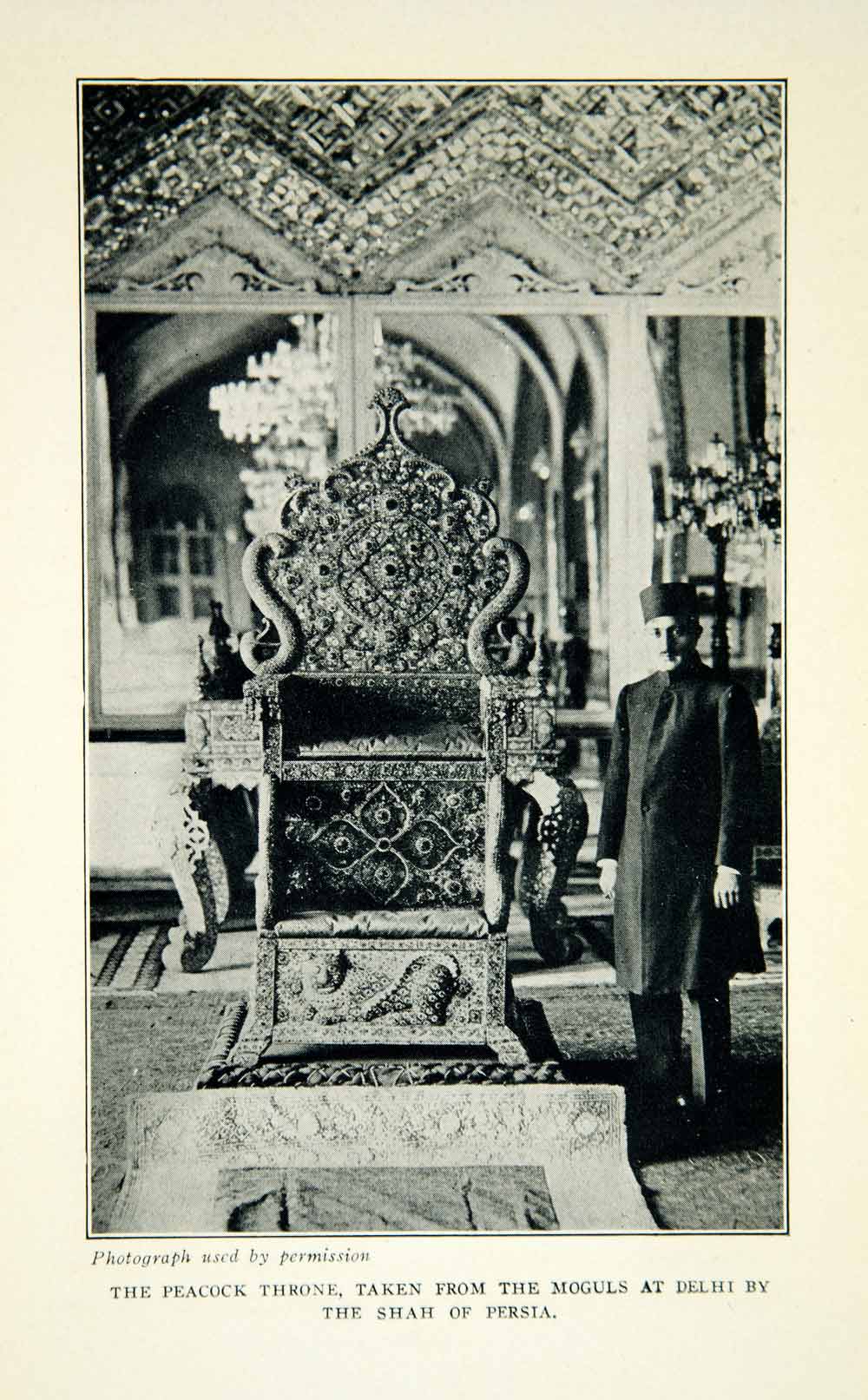 1927 Print Peacock Throne Moguls Delhi India Shah Persian Furniture XGZC5