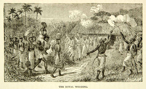 1884 Wood Engraving Wedding Native Tradition Custom Ceremony Bride Africa XGZC7