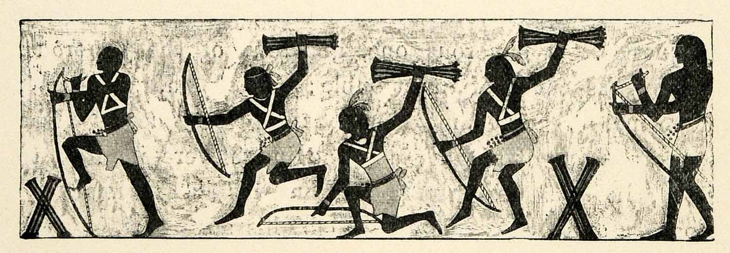 1903 Print War Dance Egypt Soldier Weapon Bow Faucher-Gudin Khiti Beni XHA3