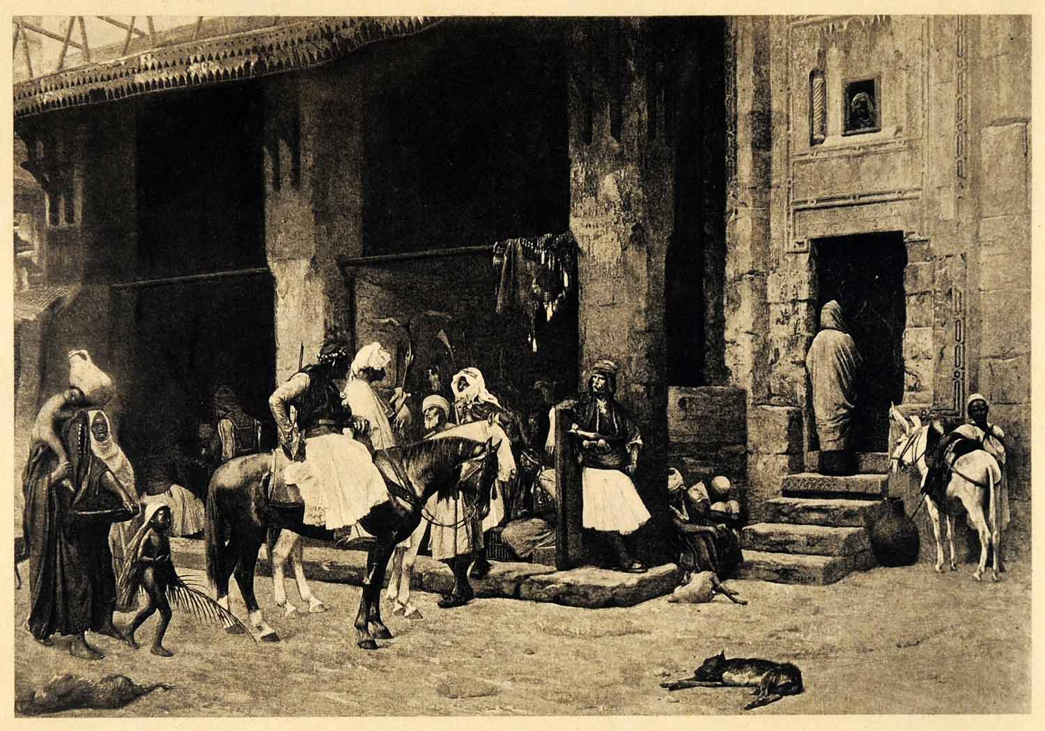 1904 Photogravure Gerome Cairo Egypt Nude Horse Africa Street Dwelling XHA4