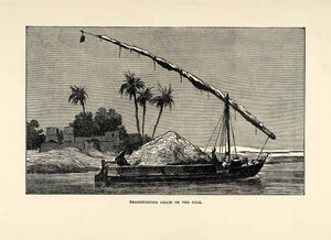 1904 Print Transportation Boat Nile Grain Mast Sail Palm Egypt Trade XHA4