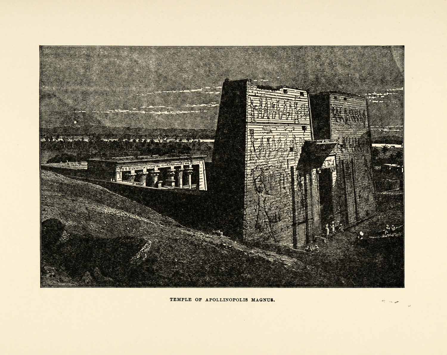 1904 Print Temple Apollinopolis Magna Edfu Nile Ptolemic Bas-Relief Egypt XHA4