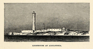 1904 Print Lighthouse Pharos Alexandria Egypt Mediterranean Seven Wonders XHA4