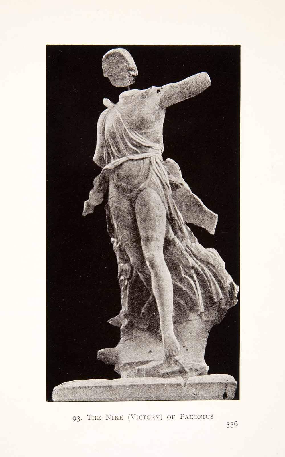 1913 Print Ancient Greece Mythology Nike Victory Paeonius Sculptor Olympia XHA9